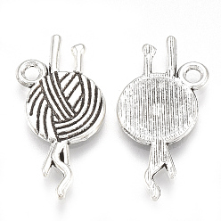 Античное Серебро Сплавочные подвески тибетского стиля, без кадмия и без свинца, шерстяная пряжа, античное серебро, 24.5x12x1.5 мм, Отверстие : 2 мм , около 1175 шт / 1000 г