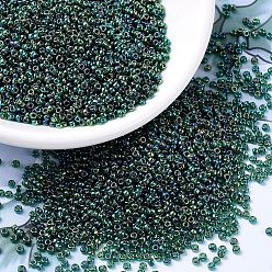 (RR289) Transparent Emerald AB Миюки круглые бусины рокайль, японский бисер, 11/0, (rr 289) прозрачный изумрудный аб, 11/0, 2x1.3 мм, отверстие : 0.8 мм, Около 1111 шт / 10 г