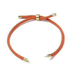 Chocolate 3MM Adjustable Round Nylon Braided Cord Bracelet Making, with Golden Brass Findings, Fit for Connector Charms, Chocolate, 8.66 inch(22cm), Hole: 1.5mm