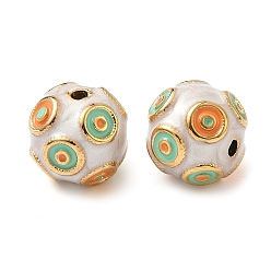 Разноцветный 304 из нержавеющей стали эмаль бисер, круглые бусины, ионное покрытие (ip), реальный 18 k позолоченный, красочный, 14.5~15 мм, отверстие : 2 мм