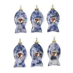 (306FM) Жонкиль матовый с лаймовой подкладкой Натуральные синие пятна яшмы подвески, подвески в виде рыбок с латунной микрофиброй и фианитами, долговечный, реальный 18 k позолоченный, без кадмия и без свинца, 27x12x6 мм, отверстие : 2 мм