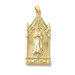 Настоящее золото 18K Стойки обшивки латунные подвески, без кадмия и без свинца, долговечный, Дева Мария, реальный 18 k позолоченный, 44x19x4.5 мм, отверстие : 5x3.5 мм