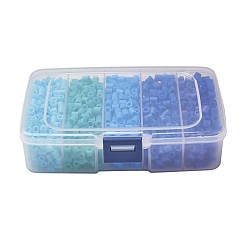Blue 5mm PE DIY Fuse Beads Refills for Kids, Tube, Blue, 5x5mm, Hole: 3mm, about 1900pcs/ box