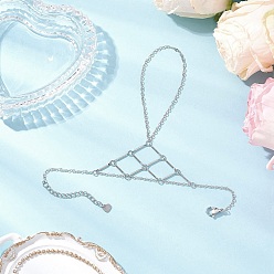 Платина Браслеты-кольца из латуни для женщин, ромб, с сердцем 201 подвески из нержавеющей стали и латунные соединительные подвески, платина, 6-3/8 дюйм (16.3 см)