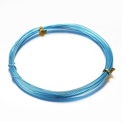 Deep Sky Blue Round Aluminum Craft Wire, for Beading Jewelry Craft Making, Deep Sky Blue, 15 Gauge, 1.5mm, 10m/roll(32.8 Feet/roll)
