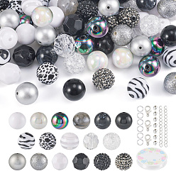 (52) Непрозрачная лаванда Набор для изготовления ожерелья своими руками, в том числе круглые бусины в полоску из акрила и смолы, 304 кольца прыжок из нержавеющей стали, Сплав застежками, железными цепями конца, разноцветные, 235 шт / комплект