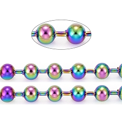 Rainbow Color Вакуумное покрытие pvd 304 шариковые цепи из нержавеющей стали, с катушкой, пайки, Радуга цветов, 8 мм, около 32.8 футов (10 м) / рулон