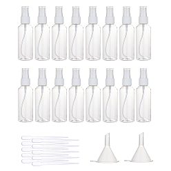 Clear 80ml Transparent PET Plastic Perfume Spray Bottle Sets, with PP Plastic Funnel Hopper and PE Plastic Dropper, Round Shoulder, Clear, 128.5x36.5mm, Capacity: 80ml, 32pcs/set