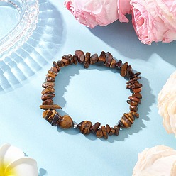 Тигровый глаз Эластичные браслеты из натурального тигрового глаза для женщин, наггетсы и сердце, внутренний диаметр: 2~2-1/8 дюйм (5~5.3 см)