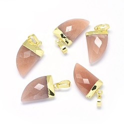 Sonnenstein Natürliche Sonnensteinanhänger, mit langlebigen Messingbeschlägen, facettiert, Scheide, golden, 19.5x11x5 mm, Bohrung: 3.5x5.5 mm