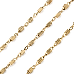 Золотой 304 цепи из нержавеющей стали с кубовидными звеньями, пайки, с катушкой, ионное покрытие (ip), золотые, 5x1.5x1.5 мм и 2x1.5x0.2 мм