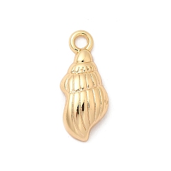 Shell Shape Латунные подвески, без кадмия, без никеля и без свинца, реальный 18 k позолоченный, формы раковины, 17x7x3 мм, отверстие : 1.8 мм
