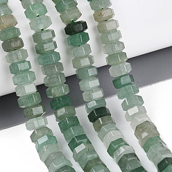 Зеленый Авантюрин Естественный зеленый авантюрин бисер нитей, граненые, шестиугольник, 6.5~7x3~3.5 мм, отверстие : 0.8~1 мм, около 109~113 шт / нитка, 14.76~15.16 дюйм (37.5~38.5 см)