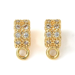 Настоящее золото 18K Латунные дужки из латуни с микропаве из кубического циркония, петля под залог, колонка, реальный 18 k позолоченный, 10x4x7 мм, отверстие : 1.6 мм, внутренний диаметр: 4 мм