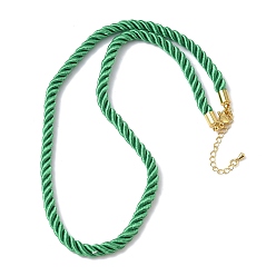 Средний Морско-зеленый 5мм нейлоновый витой шнур для изготовления ожерелий, с латунными наконечниками и 304 карабинами из нержавеющей стали, долговечный, стойки покрытие, золотые, средний морской зеленый, 17.72~18.90 дюйм (45~48 см)