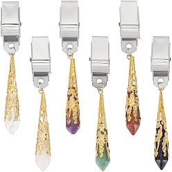 (52) Непрозрачная лаванда Граненый акриловый зажим для кредитных карт с бусинами rondelle, граббер с железным удостоверением личности, разноцветные, 72 мм, 6 цвет, 1 шт / цвет, 6 шт / комплект