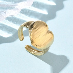 Настоящее золото 18K 304 из нержавеющей стали манжеты кольца, сердце, ионное покрытие (ip), реальный 18 k позолоченный, 16 мм