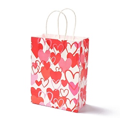 Разноцветный Прямоугольные бумажные упаковочные пакеты, с ручкой, для подарочных пакетов и сумок, День Святого Валентина тема, красочный, 14.9x8.1x21 см