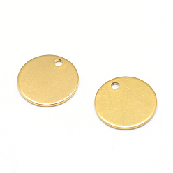 Real 18K Gold Plated PVD Vacuum Plating 304 Stainless Steel Stamping Blank Tag Pendants, Flat Round, Real 18K Gold Plated, 12x0.5mm, Hole: 1.5mm