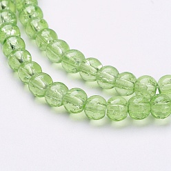 Pale Green Spray Painted Crackle Glass Beads Strands, Round, Pale Green, 4mm, Hole: 1.1~1.3mm, about 200pcs/strand, 31.4 inch
