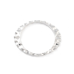 925 Sterling Silver Plated Brass Textured Hollow Oval Links, Cadmium Free & Lead Free, 925 Sterling Silver Plated, 24x19.5x1mm, Hole: 1.6mm