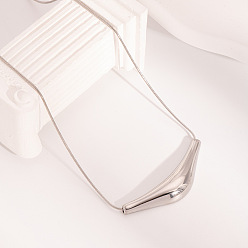 Нержавеющая Сталь Цвет Минималистичные ожерелья из нержавеющей стали с V-образной подвеской для женщин, цвет нержавеющей стали, 15.75 дюйм (40 см)