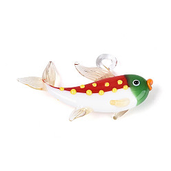 (123L) Белый крем непрозрачный блеск Большие подвески, лэмпворк, ручная работа , рыбы прелести, огнеупорный кирпич, 41~42x65~71x16.5~17.5 мм, отверстие : 5~6x4.5 мм