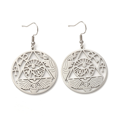 Нержавеющая Сталь Цвет Не тускнеющий глаз Гора и редкие асимметричные серьги, 304 полые серьги с подвесками в виде крестов из нержавеющей стали для женщин, цвет нержавеющей стали, 51.5 мм, штифты : 0.7 мм