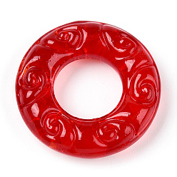 Красный Соединительные кольца лэмпворк ручной работы, текстурированное круглое кольцо, красные, 25x5.5 мм, внутренний диаметр: 11.5 мм