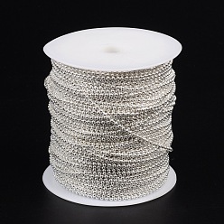 Silver Iron Ball Chains, Soldered, Silver Color Plated, with Spool, Bead: about 2mm in diameter, about 328.08 Feet(100m)/roll