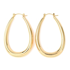 Настоящее золото 18K Ионное покрытие (ip) 304 серьги-гвоздики из нержавеющей стали, слеза, серьги-кольца для женщин, реальный 18 k позолоченный, 48.5x6 мм