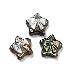 Coquillage Noir Lèvre naturel noir cabochons shell, coquillage, étoile avec nœud gravé, 11x11x4.3mm