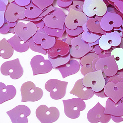Фуксин Аксессуары для орнаментов, пластиковые пайетки / блестки из пвх, AB цвет, сердце, фуксиново-красные, 8x8x0.2 мм, Отверстие : 1.4 мм , около 30000 шт / 500 г