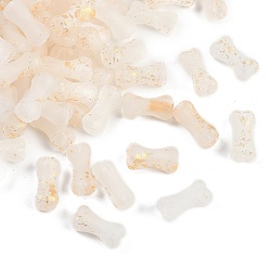 (404) Непрозрачное AB Кислое яблоко Прозрачные акриловые бусины градиентного цвета, с золотой фольгой, кость, цветочный белый, 15x7x6.5 мм, отверстие : 2.5 мм, о: 1470 шт / 500 г