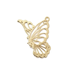 Настоящее золото 18K Латунные подвески, бабочки прелести, долговечный, без никеля , реальный 18 k позолоченный, 21.5x16.5x0.5 мм, отверстие : 1.2 мм