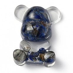 Ляпис-Лазурь Украшения дисплей смолы, с кусочками натурального лазурита внутри, медведь, 53.5~53.8x41~41.5x17.5~21 мм