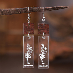 May Lily of the Valley Акриловые серьги с подвесками в богемном стиле с цветком рождения, нержавеющей стали, украшения для женщин, платина, майский ландыш, 80x15 мм