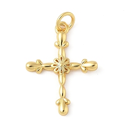 Настоящее золото 18K Латунные подвески, крест прелести, с целью перехода в кольце, долговечный, без свинца и без кадмия, реальный 18 k позолоченный, 22.5x16.5x2 мм, отверстие : 3.5 мм