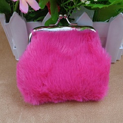 Темно-Розовый Трапециевидная плюшевая тканевая кукольная сумочка, с железным каркасом кошелька, принадлежности для американских кукол, темно-розовыми, 70x90 мм