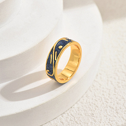 Золотой Нерегулярный узор латунные кольца для женщин, с эмалью и блестящей пудрой, размер США 9 (18.9 мм)