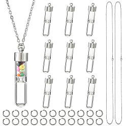 Tube Наборы для изготовления ожерелий своими руками, включая подвески для стеклянных бутылок, 304 Открытые соединительные кольца и цепочки из нержавеющей стали, трубка, 39x9 мм, отверстие : 1.8 мм