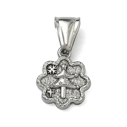 Нержавеющая Сталь Цвет Рождественские 304 подвески из нержавеющей стали, цветок с рождественской елкой и подвеской в виде снежинки, цвет нержавеющей стали, 17x14.5x3 мм, отверстие : 4x9 мм