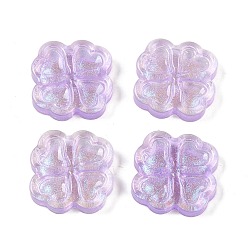 Лиловый Полупрозрачная эпоксидная смола, блестящая пудра, декодирование кабошонов, переливающийся клевер, сирень, 19.5x19.5x4 мм