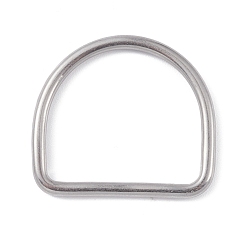 Couleur Acier Inoxydable Anneaux en D en acier inoxydable anti-ternissement, fermoirs à boucle, couleur inox, 304mm