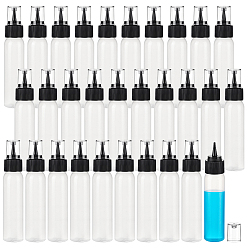 Черный 30 шт. пустых пластиковых многоразовых бутылок, с колпачком, чёрные, 2.95x11.2 см, емкость: 60 мл (2.03 жидких унций)