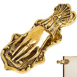 Античное Золото Зажим для закладки в форме руки из сплава, с бархатными мешками, античное золото , 87x39x29 мм, отверстие : 6 мм
