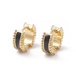 Schwarz Creolen mit Emaille, langlebig überzogen, goldener messingschmuck für damen, Cadmiumfrei und Nickel frei und Bleifrei, Schwarz, 10x11.5x5 mm, Stift: 0.8 mm