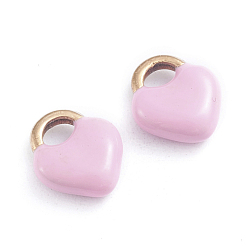 Pink Ионное покрытие (ip) 304 брелоки из нержавеющей стали, эмалированные блестки, запирать, золотые, розовые, 11x9.5x3.5 мм, отверстие : 3.5x2.5 мм