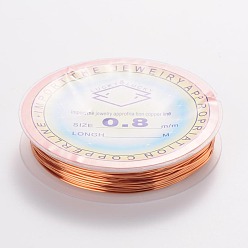 Raw Round Copper Jewelry Wire, Raw, 20 Gauge, 0.8mm, about 9.84 Feet(3m)/roll