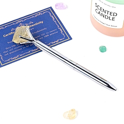 Желтый Кварц Шариковая ручка Nuggets из натурального желтого кварца, ручка из нержавеющей стали, офисные школьные принадлежности, 145 мм